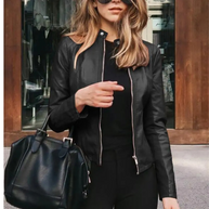 WW - Damen Leder Motorradjacke