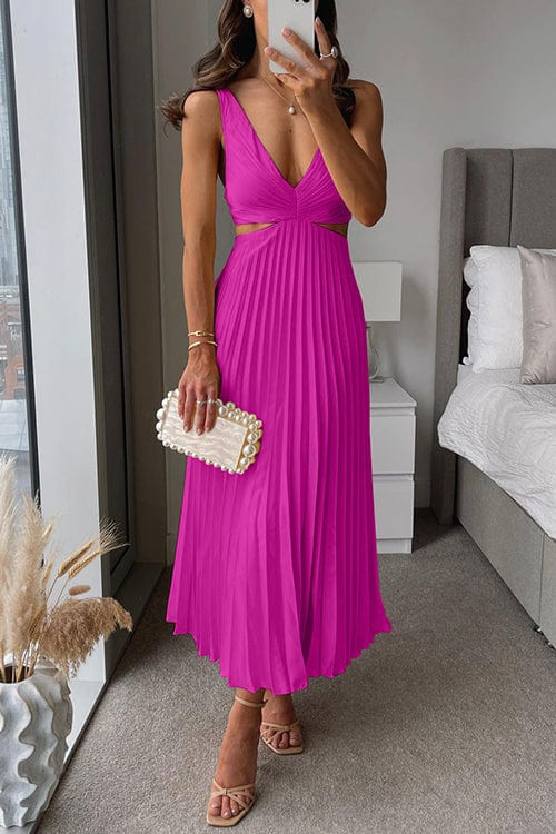 WW | Damen Plissee Satin Kleid