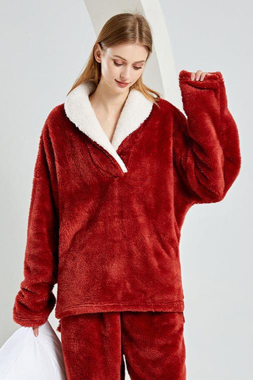 WOLFF | Elegantes Plüsch Weihnachten Pyjama-Set