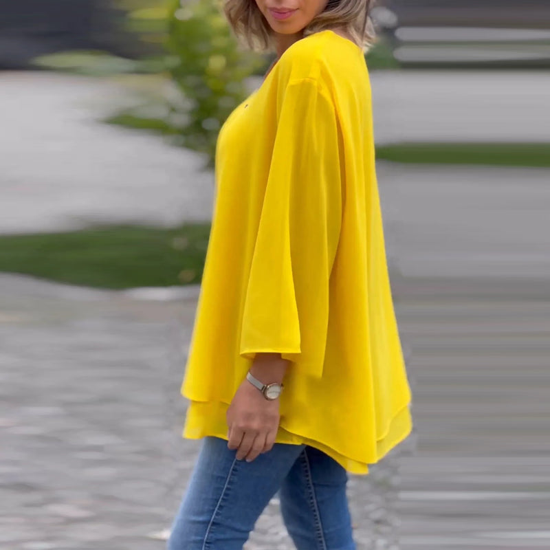 WW | Chiffon Reißverschlussoberteil V-Ausschnitt