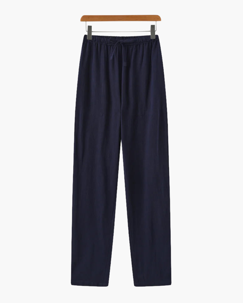 W&W Mode | Leichte Slim Fit Herren Sommer Leinenhose Mit Kordelzug