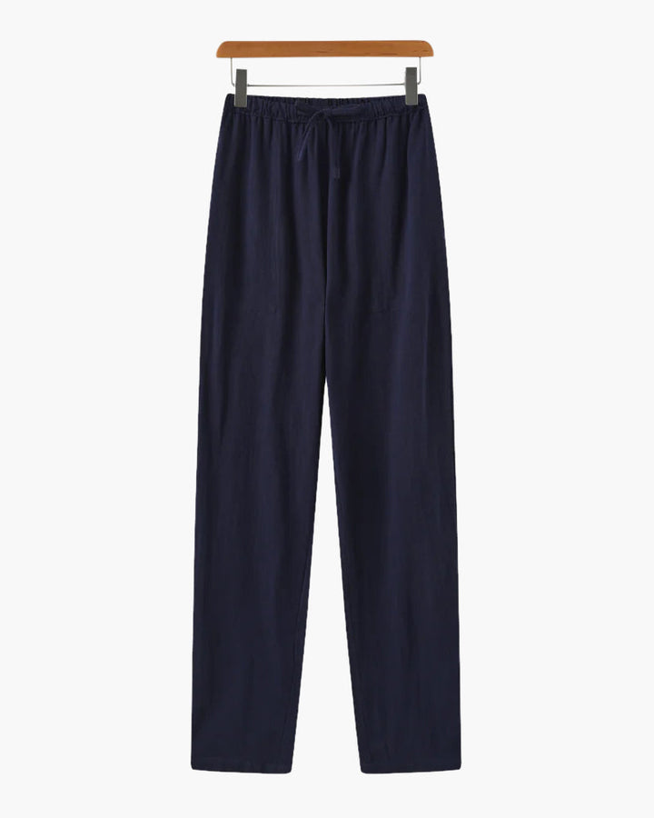 W&W Mode | Leichte Slim Fit Herren Sommer Leinenhose Mit Kordelzug