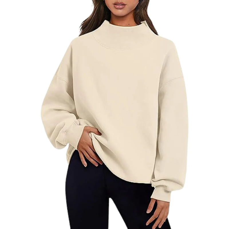 WW | Übergröße Hoher Kragen Damen Pullover Bequemer Lässig Stil
