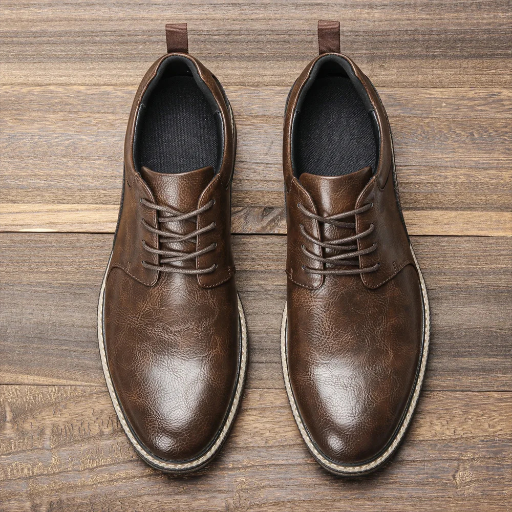WW | Lässige Herrenschuhe Aus Leder Mit Schnürung Und Flexibler Sohle