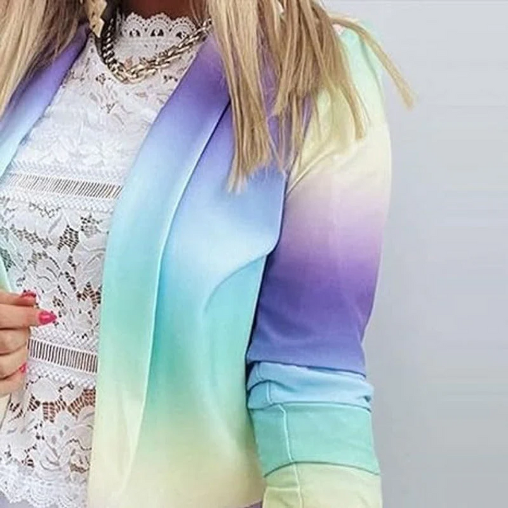 W&W Mode | Damen Ombre Offene Front Blazer, Lange Ärmel, Lässige Passform