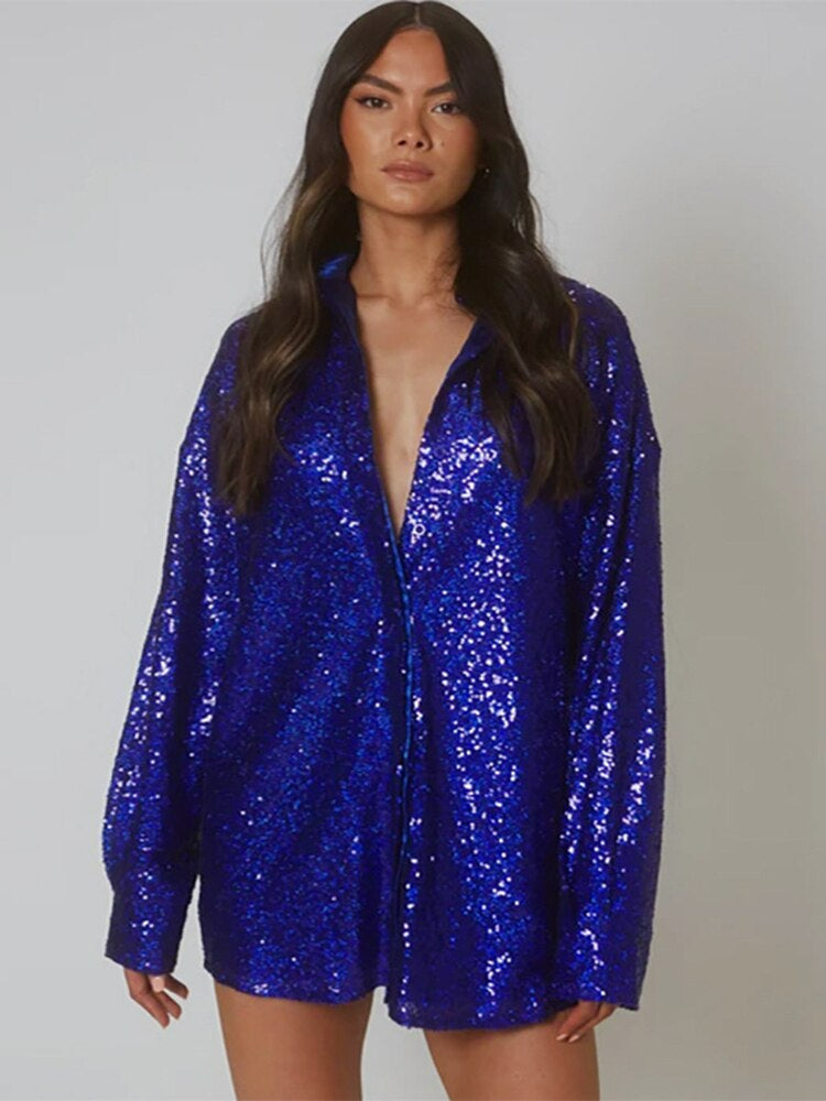 W&W Mode - Extragroßes Glitzerhemd für Damen