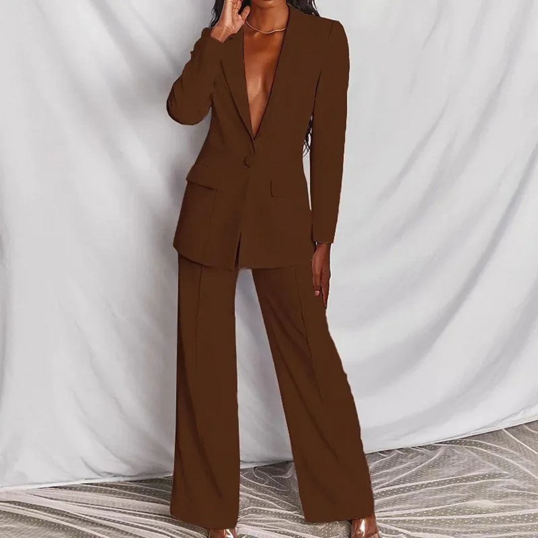 W&W Mode | Langärmeliges Blazer Hosen Satz Für Frauen
