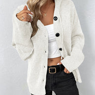Corina™ - Einfarbige Strickjacke mit Kapuze und Schnürsenkeln