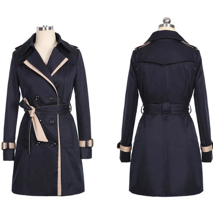 W&W Mode | Eleganter Trenchcoat Damen Doppelreiher, Tailliert, Mittellang