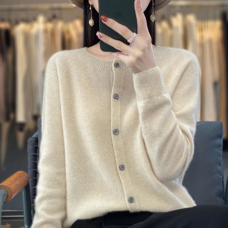 WW | Wolljacke Damen Strickjacke mit Knopfleiste, Weiches Material