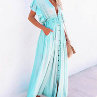 WW | Stil Maxi Kleid mit Flatterärmeln für Frauen