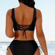 WW bikini-badeanzug mit kordelzug und schnürung hinten