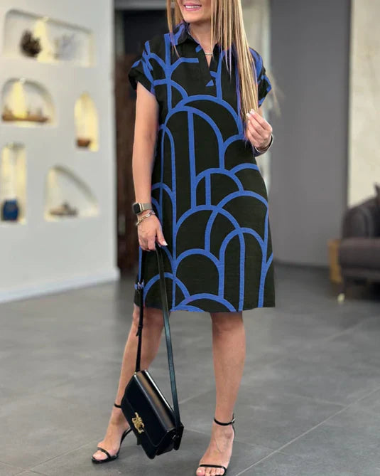 WW | Bedrucktes Midikleid mit Kurzen Ärmeln