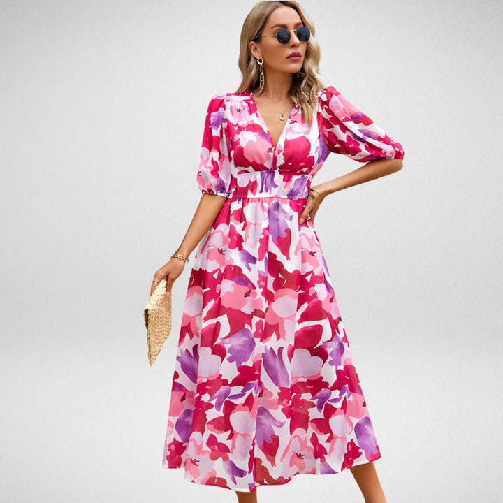 W&W Mode | Midi Kleid Mit Dreiviertelärmeln