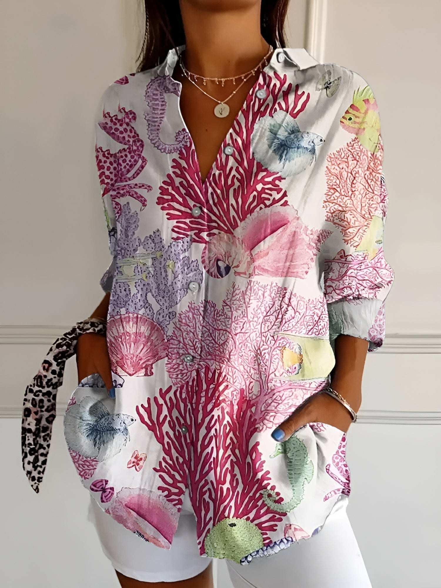 WW | Damenbluse Elegante Luftige Bluse Mit Knöpfen Für Frauen