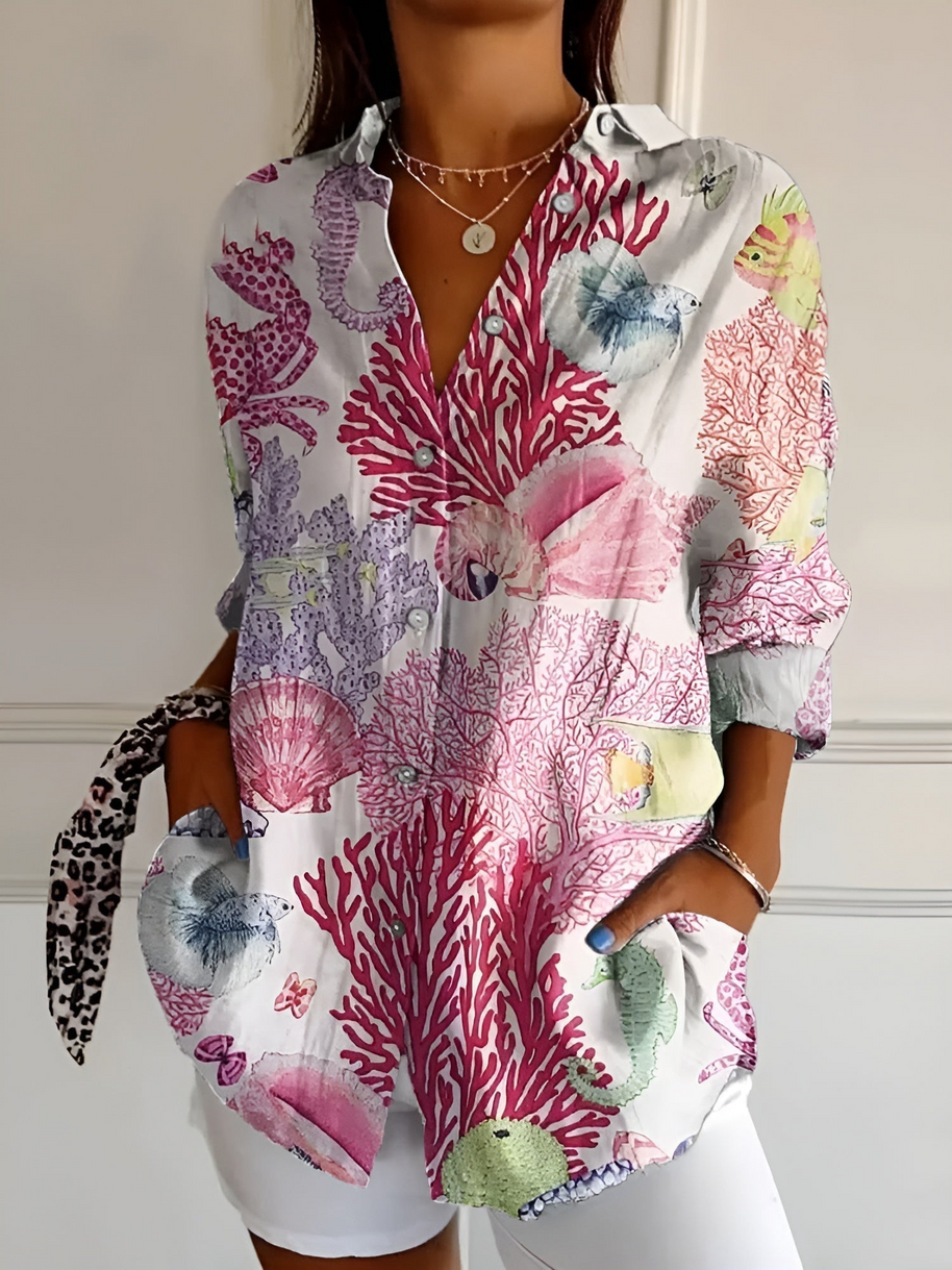 WW | Damenbluse Elegante Luftige Bluse Mit Knöpfen Für Frauen