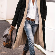 WW | Lange Elegante Gesteppte Damen Winterjacke Mit Futter Aus Fleece