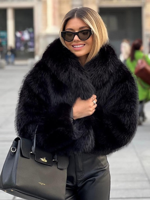 W&W Mode - Damen Herbst, Winter Pelz Mantel Imitation