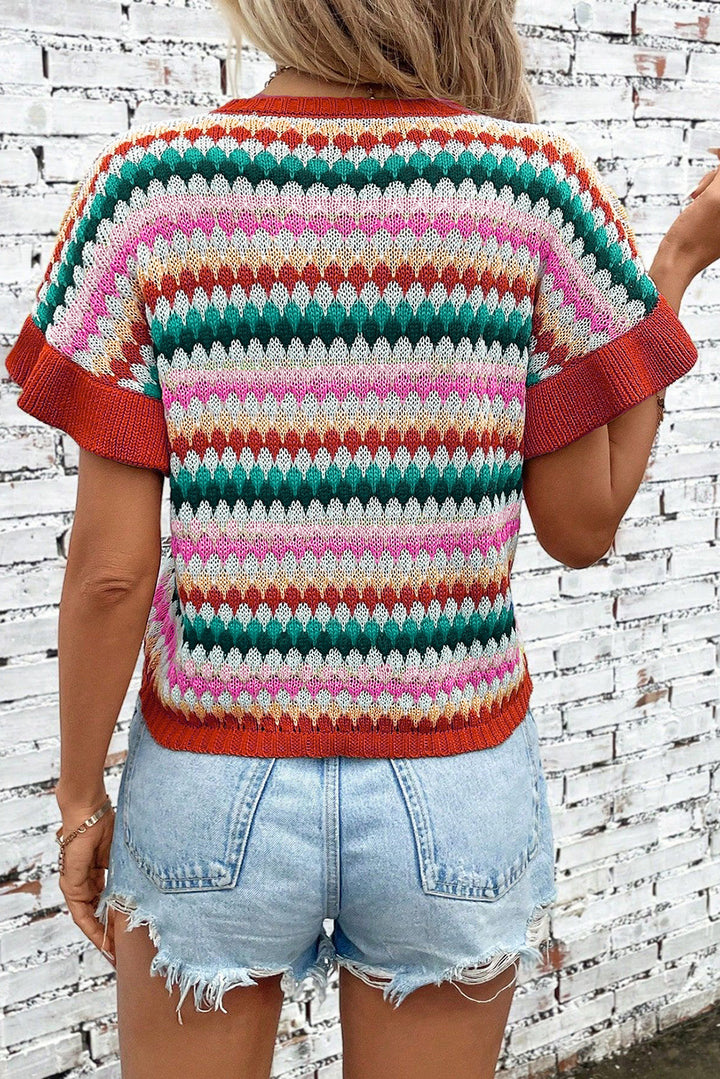 W&W Mode | rotes Crop-Top mit farbiger Struktur Für Frauen