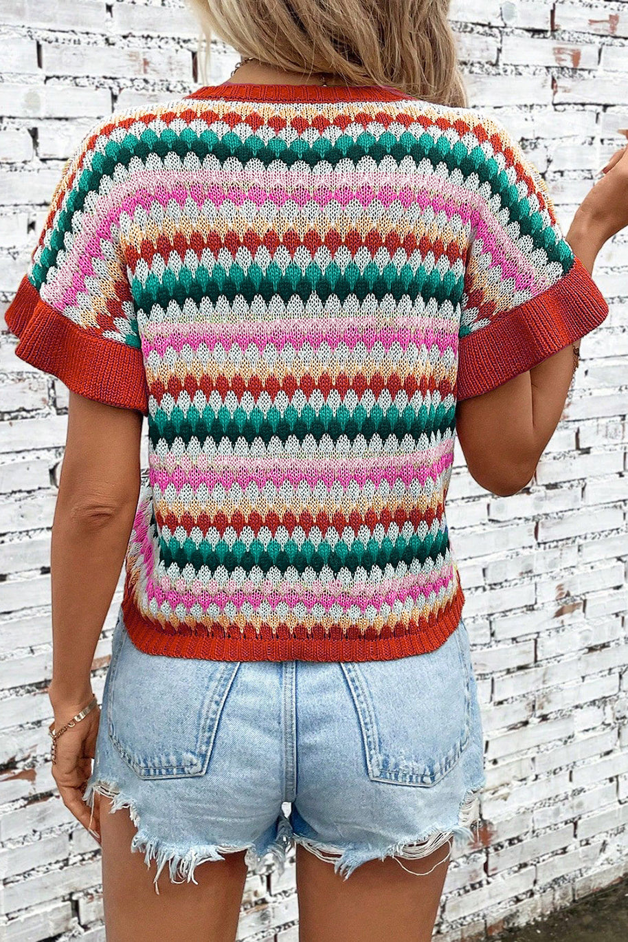 WW | rotes Crop-Top mit farbiger Struktur Für Frauen