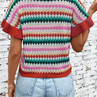 WW | rotes Crop-Top mit farbiger Struktur Für Frauen