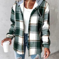 Karierte Jacke mit Kapuze