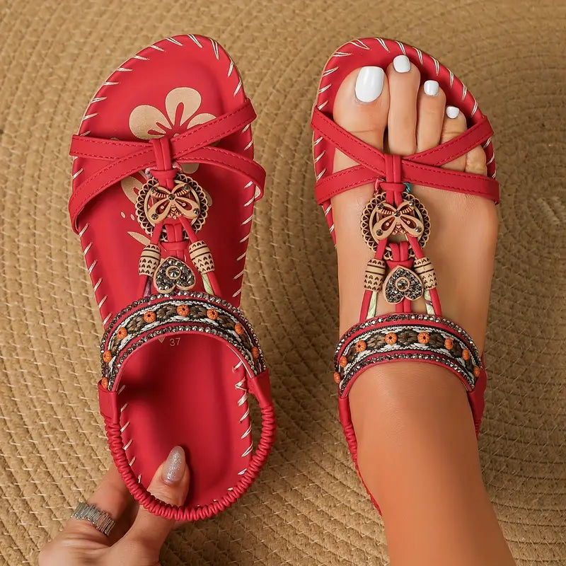 W&W Mode | Elegante orthopädische Sandalen Schmetterling Strass