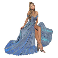 WW | Pailletten Großer Rock Tube Top Modisch Mit Seitenschlitz Kleid