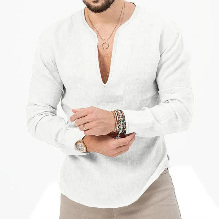 W&W Mode | Herren Leinen Langarmhemd