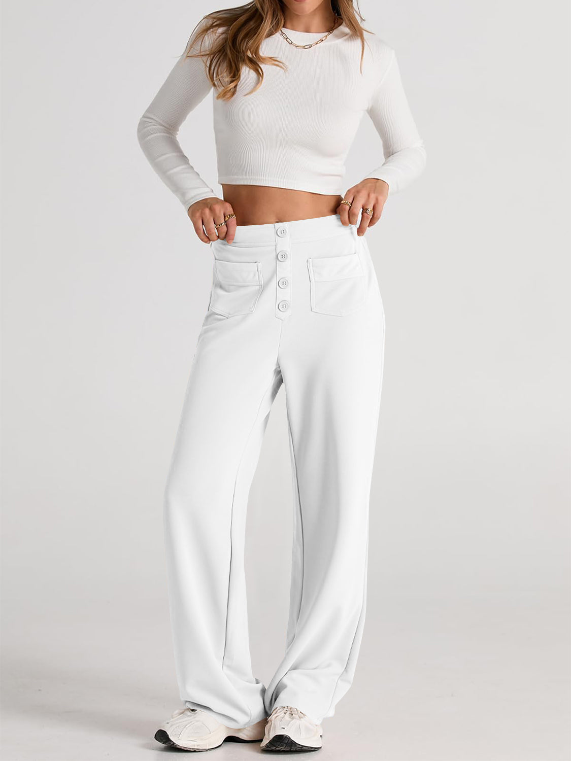 WW | Taille Weite Hose Mit Taschen Elegant Und Komfortabel