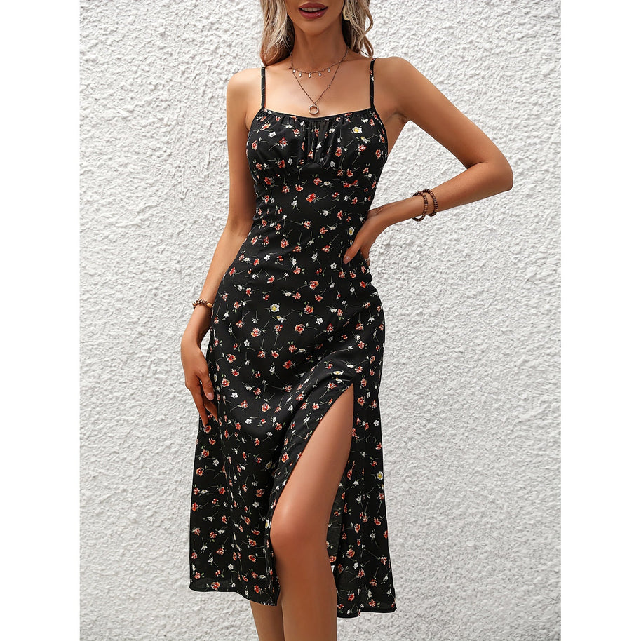 WW Polka-Dot-Hosenträgerkleid - Damenlangkleid