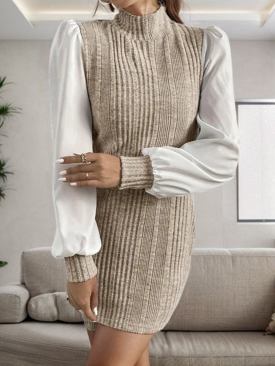 WW | Stilvolle Herbst Gerippte Pullover Kleid Für Frauen
