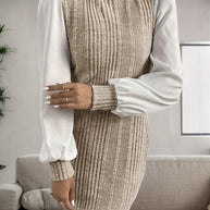 WW | Stilvolle Herbst Gerippte Pullover Kleid Für Frauen
