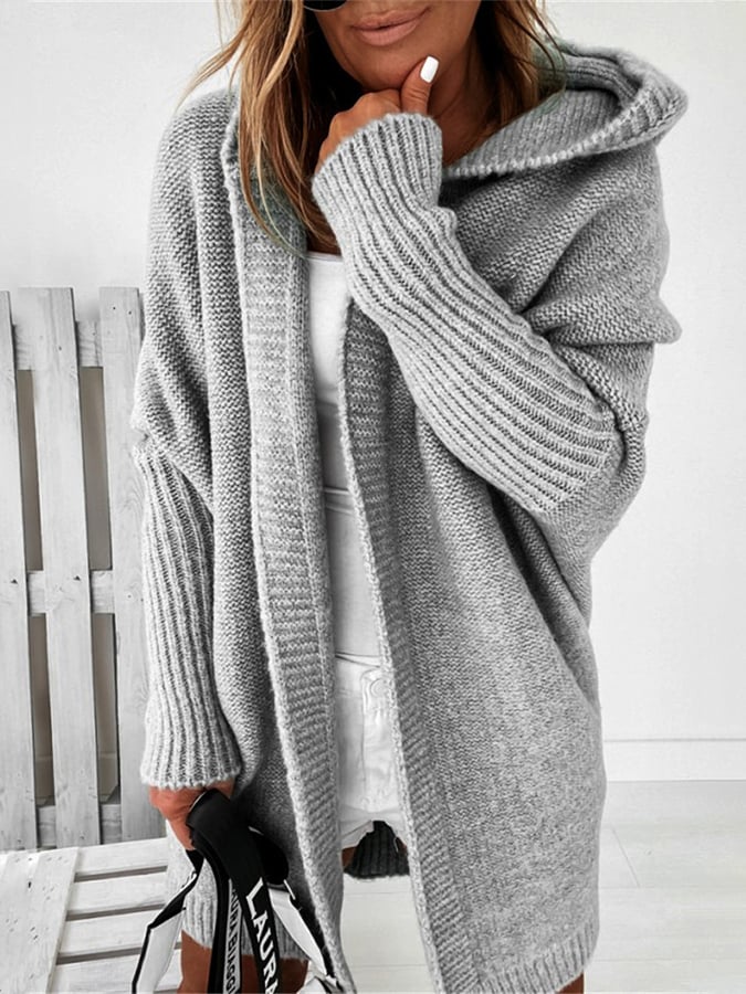 WW | Gemütlicher Strickpulli Mit Kapuze Für Frauen