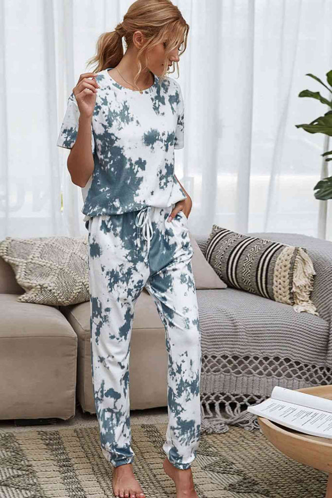 WW | Tie-Dye T-Shirt und Drawstring Taille Jogginghose Lounge Set