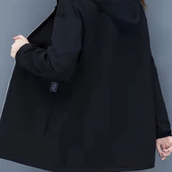 WW | Kapuzenmantel für Damen - schwarze Freizeitjacke