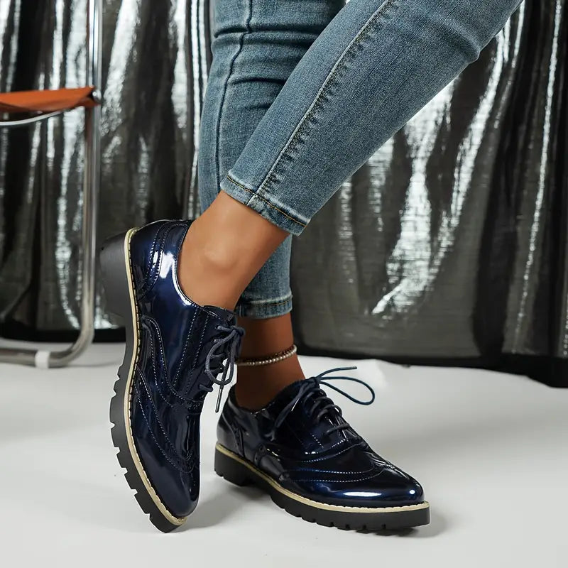 WW | Lackschuhe Im Oxford Stil Mit Klobiger Sohle Für Damen