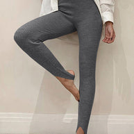 WW | Freizeit Herbst Gerippte Mittel-hohe Leggings für Frauen
