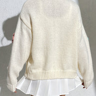 WW | Stylischer Blumenmuster Wollstrick Cardigan