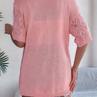 WW | Durchbrochene Offene Front Halbarm-Cardigan