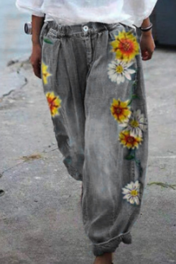 WW | Bohemian Floral Gedruckte Übergroße Harem-Hose
