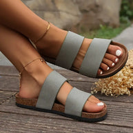 WW | Korksandalen mit Zwei Riemen und Offenen Zehen