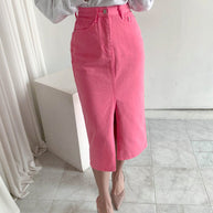 geschnittener Jeansrock mit hoher Taille