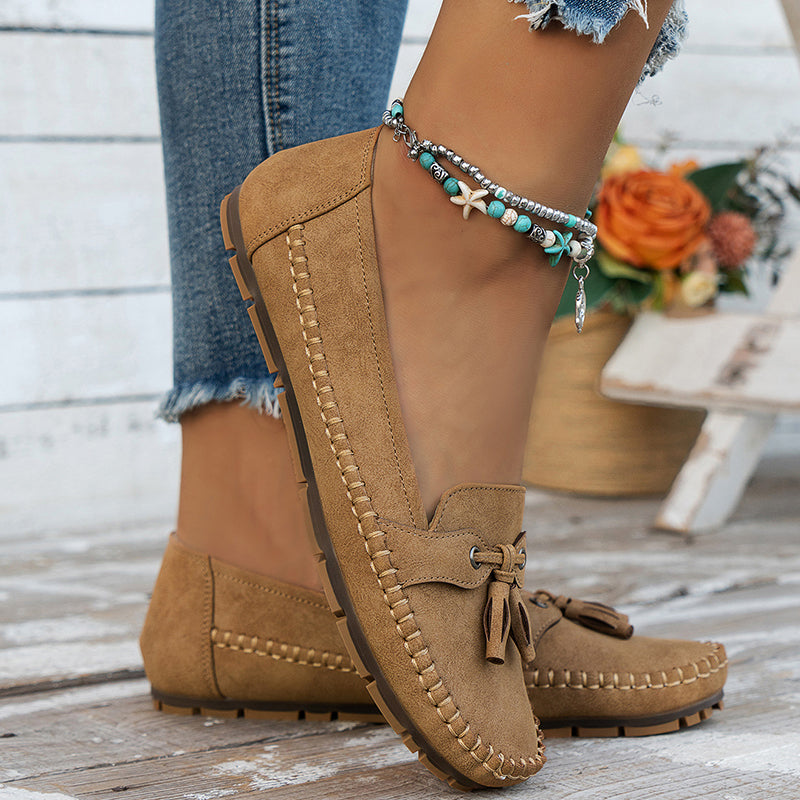 W&W Mode | Klassische Wildleder Loafer Mit Quastendetail Für Damen