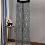 WW | Rhinestone Gerade Netz Weite Bein Slim Fit Schmeichelnde Mop Hosen