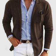 WW | Herren Strickjacke Mit Lässigen Knöpfen, Taschen Und Reverskragen, Einfarbig, Langärmelig