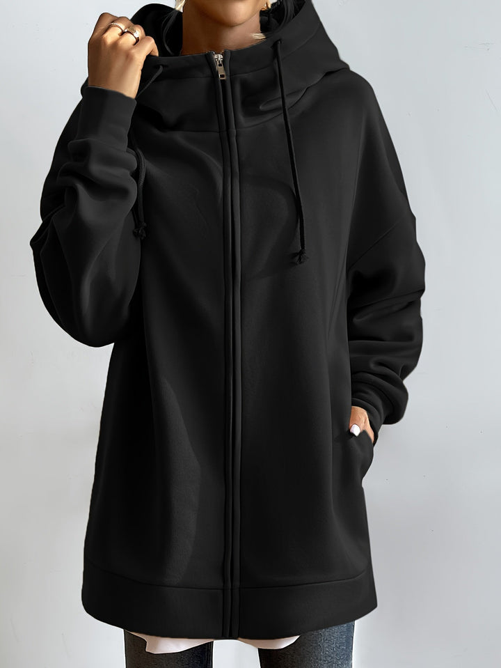 W&W Mode | Comfort - Extrem bequemer langer Zip-Up-Plüsch-Hoodie mit Kapuze für Damen