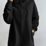 WW | Comfort - Extrem bequemer langer Zip-Up-Plüsch-Hoodie mit Kapuze für Damen