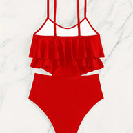 WW | Raffung, Geschichtete Zweiteiliges Schwarzes Tankini für Damen