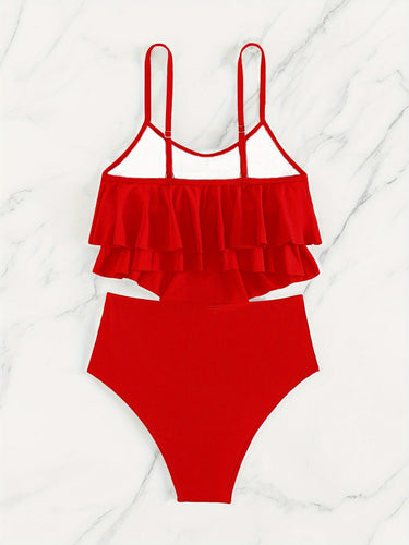 WW | Raffung, Geschichtete Zweiteiliges Schwarzes Tankini für Damen